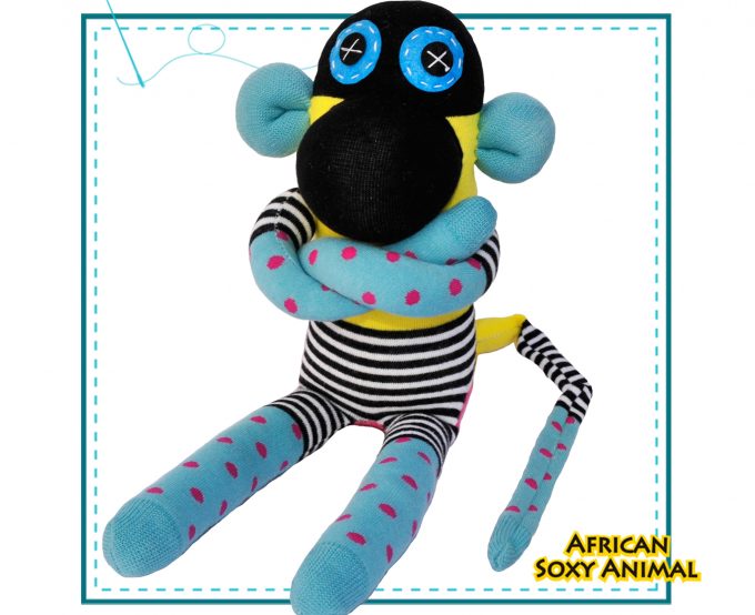 African Soxy Animal Art & Craft handmade soft toy sock monkey