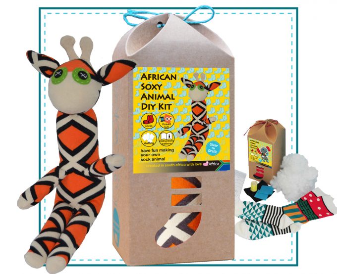 Art & Craft Sock Puppet DIY Kit - African Soxy Animal - Sock Giraffe Soft Toy Game-based Educational Toy
