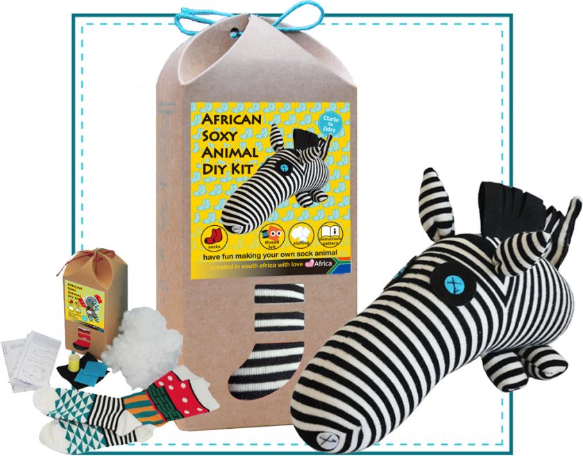Art & Craft Sock Puppet DIY Kits - African Soxy Animal - Sock Zebra Soft Toy Game-based Educational Toy
