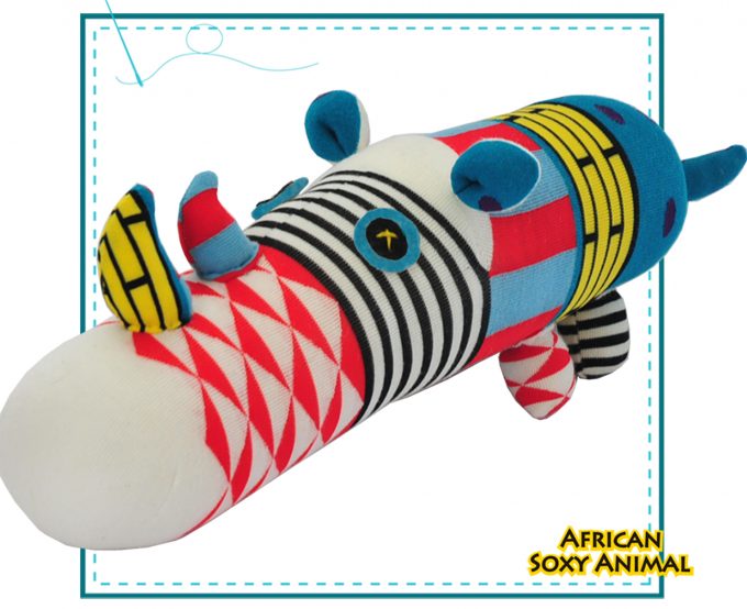 Art & Craft Sock Puppet DIY Kit - African Soxy Animal - Sock Rhino Soft Toy Game-based Educational Toy