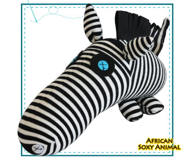 African Soxy Animal - Art & Craft Sock Zebra Soft toy