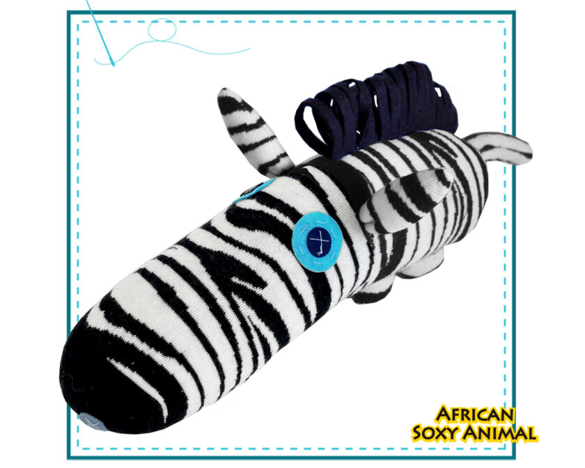 African Soxy Animal-Socks-puppet-DIY-art and craft-soft-toy-Zebra