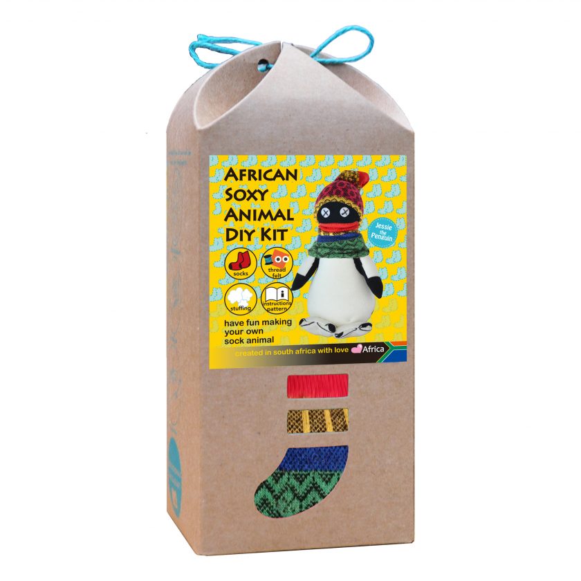 Art & Craft Sock Puppet DIY Kit - African Soxy Animal - Sock Penguin Soft Toy Game-based Educational Toy