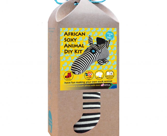 Art & Craft Sock Puppet DIY Kit - African Soxy Animal - Sock Zebra Soft Toy Game-based Educational Toy