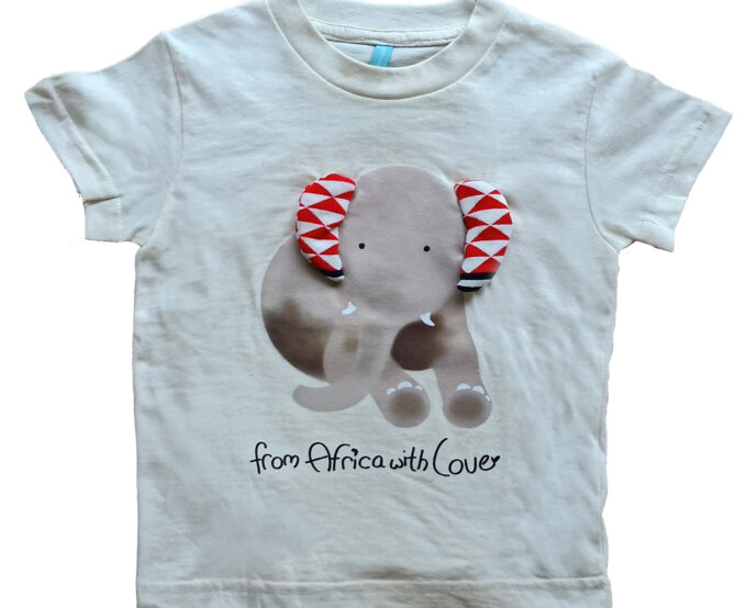 African Soxy Animal 100% combed Cotton handmade African Animal Elephant Children's T-shirt