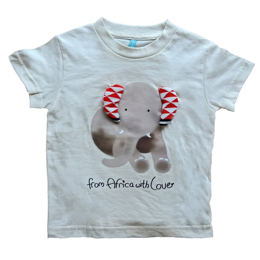 African Soxy Animal 100% combed Cotton handmade African Animal Elephant Children's T-shirt