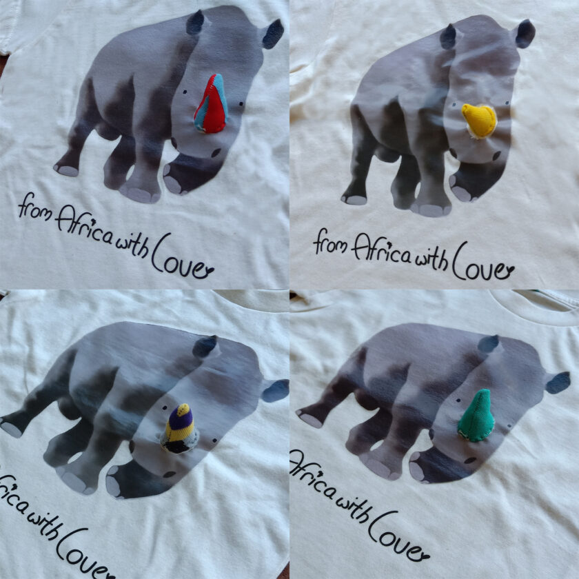 African-Soxy-Animal-100%Combed-Cotton-Children's-T-shirt-Rhino