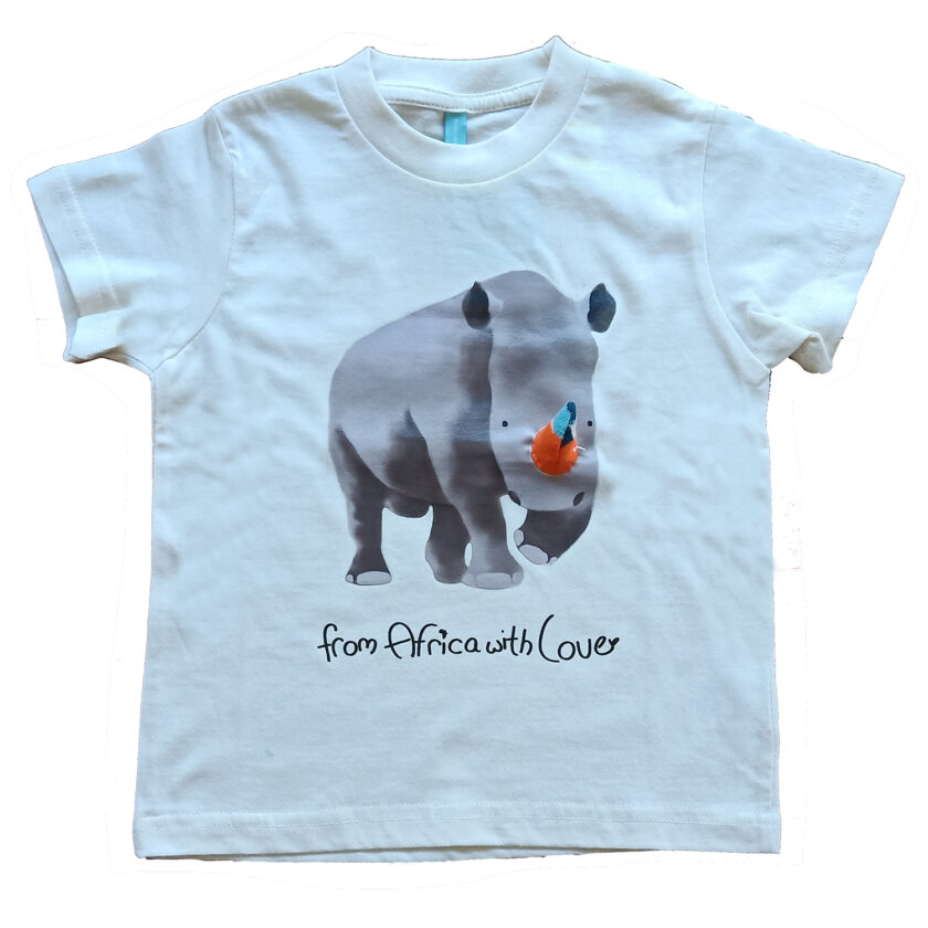 African-Soxy-Animal-100%Combed-Cotton-Children's-T-shirt-Rhino